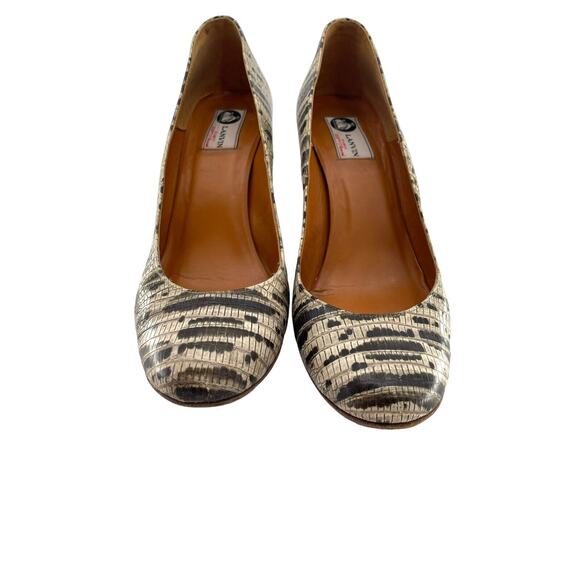 LANVIN Women's Shoes Snake Print Leather Ballerina Espadrille Wedge Heels EU 39 - Picture 2 of 16